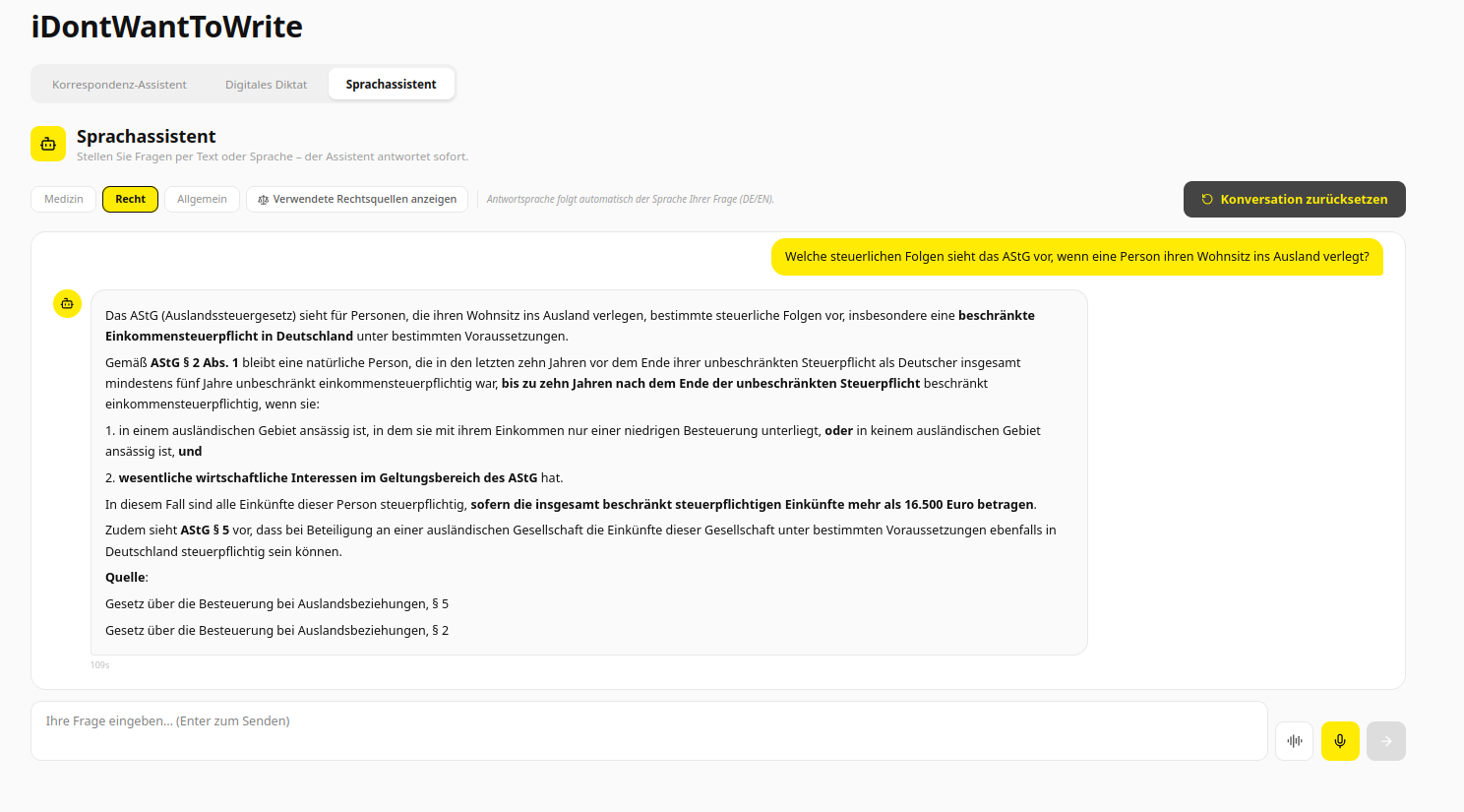 Vorschau des spezialisierten Chat-Assistenten